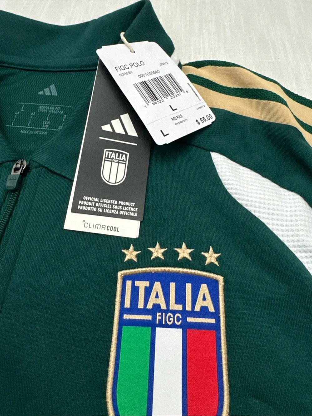 Adidas Italy Italia 26 Tiro Polo Shirt Mens L Collegiate Green Soccer JZ9372 NWT